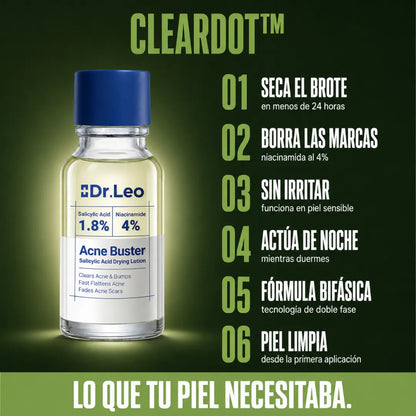 ClearDot™ — Borra el Brote Mientras. Piel Limpia en 24 Horas